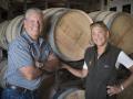 Rand and Debbie Lewis standing in barrel room